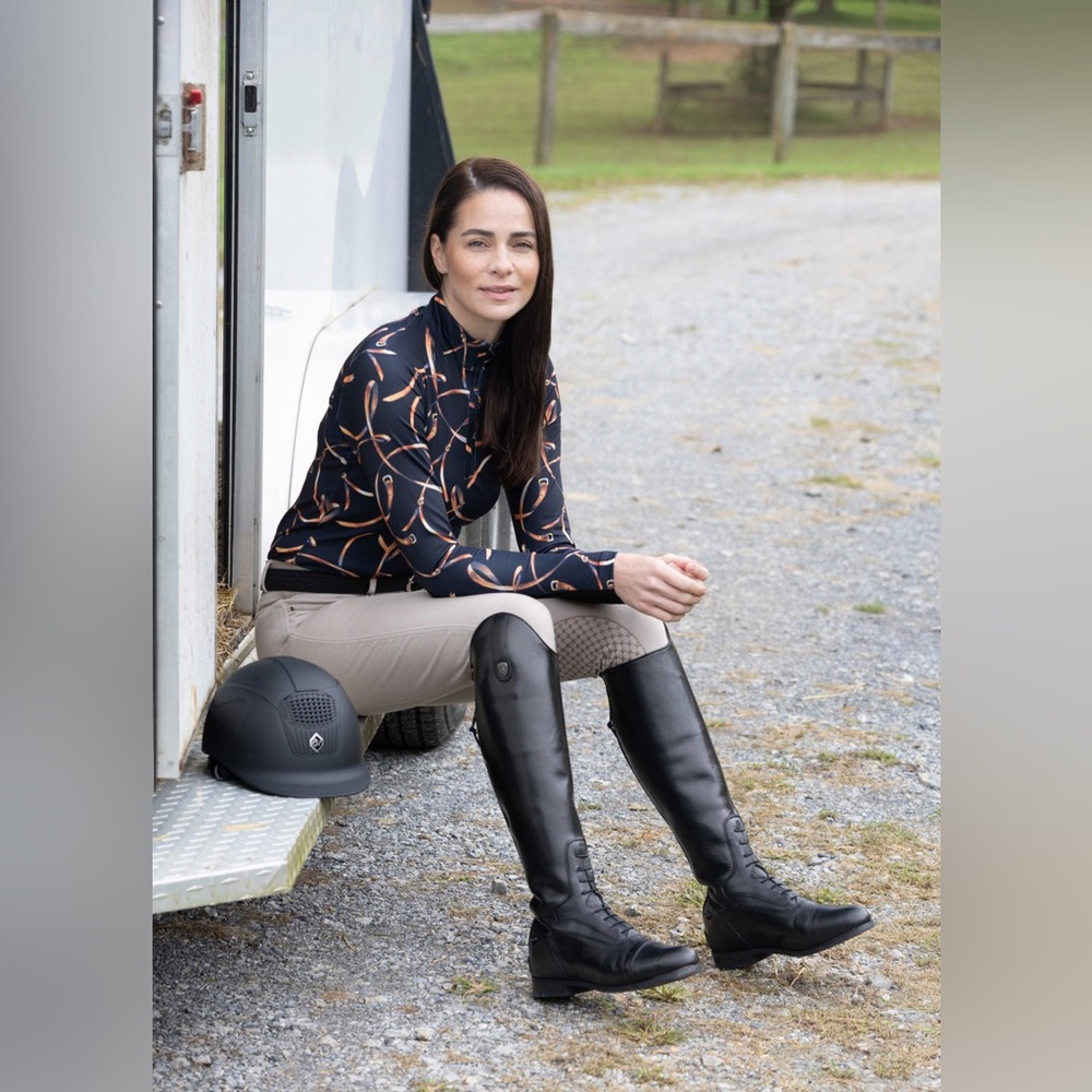 The Effingham by Bond Boot Black Leather Equestrian Lace Tall Riding Boots Sz 8 - Picture 17 of 17